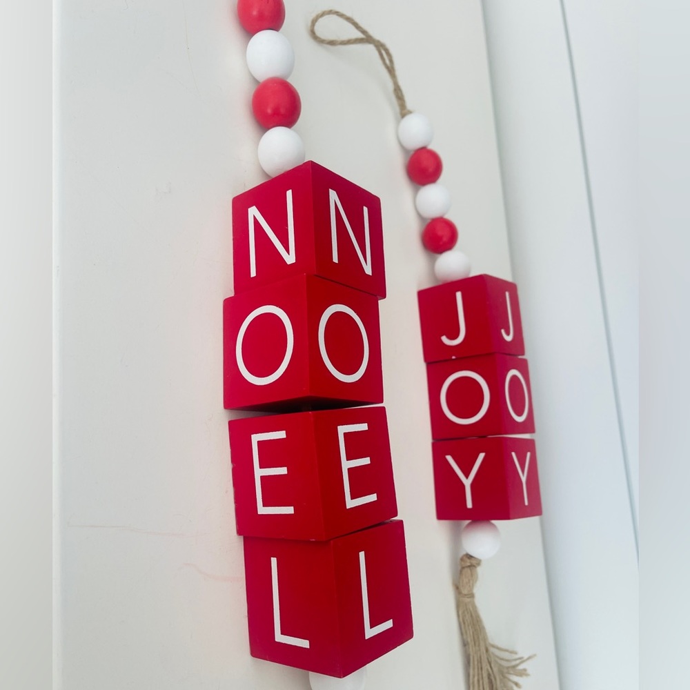 Christmas Decor, “NOEL” “JOY” hanging ornament or table decor